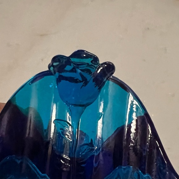 Rare- Vintage Cobalt Blue MCM Rose Pattern Ashtray Set of 4 with Matching Tray - Picture 8 of 16